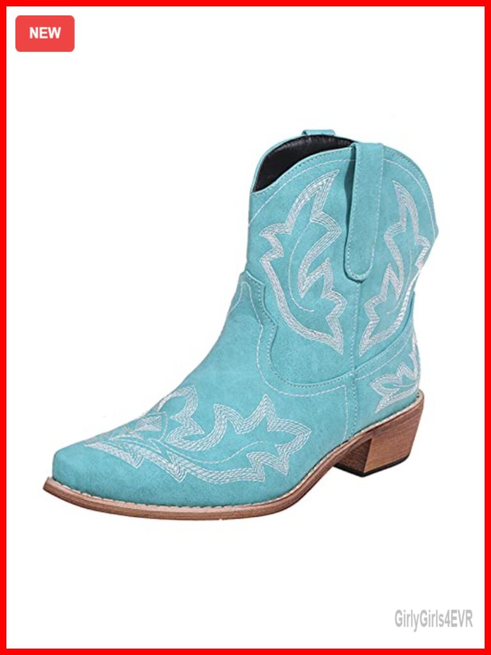 Women's Cowboy Boots Cowgirl Western Ankle Bootie Embroidered Pointed Toe PU